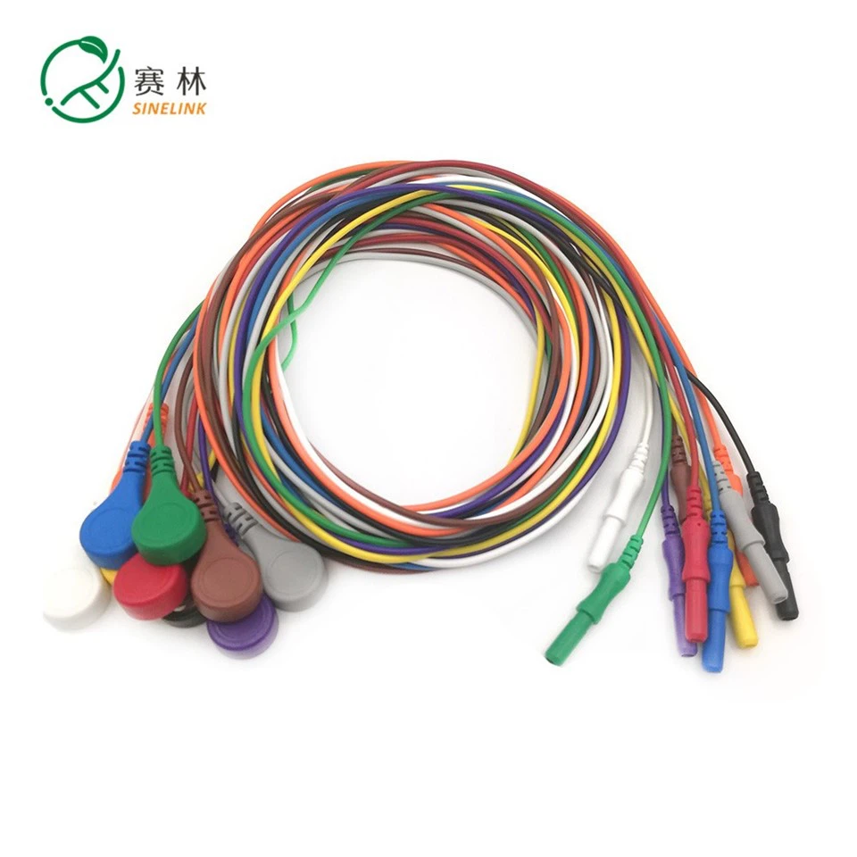 Single ECG Electrode Leadwire DIN42802 EKG/Emg/EEG Snap Leads Cable