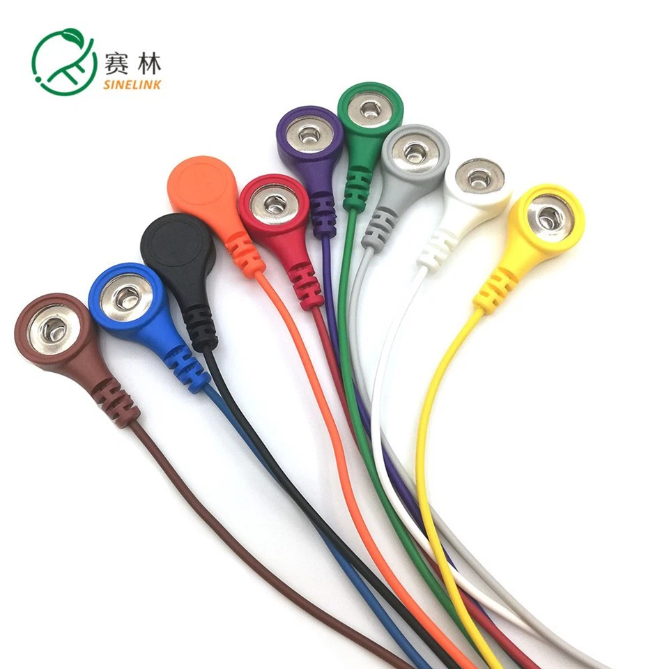 Single ECG Electrode Leadwire DIN42802 EKG/Emg/EEG Snap Leads Cable